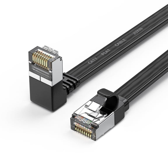 ERUCND-Right Angle CAT 7 Ethernet Cable 20FT,Up Angle 90 Degree Cat 7 RJ45 Network Connector 10Gbps 500MHz,Internet Cable Extender Patch Cords for Gaming,Pc,Router,Modem