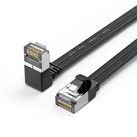 ERUCND-Right Angle CAT 7 Ethernet Cable 6FT,Up Angle 90 Degree Cat 7 RJ45 Network Connector 10Gbps 500MHz,Internet Cable Extender Patch Cords for Gaming,Pc,Router,Modem