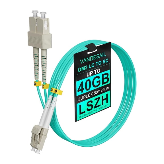 ERUCND-SC to LC Fiber Cords OM3, Fiber Optics Network Cable Duplex 10Gb Multimode Jumper Optical Cords -2m(6.56ft) 1pack 50/125m LSZH