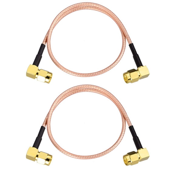 ERUCND-SMA Cable Extension, SMA Male to SMA Male Right Angle Connector Cable RG316 Coax Jumper 12inch for Antenna Router WiFi Cable Network Analyzer etc. 2-Pack