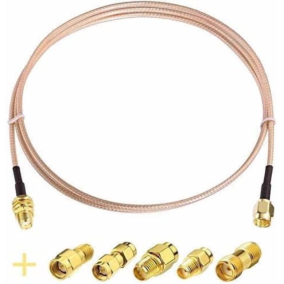 ERUCND-SMA Male to SMA Female Coaxial Coax Cable 6inch 15cm + 5pcs RF Coax Adapter Kit for WiFi/Ham Radio/GPS/3G 4G LTE Antenna,LNA and etc.