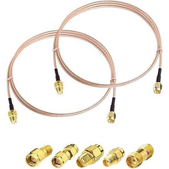 ERUCND-SUPERBAT SMA Male to Female 6inches RF Coax Cable & 5pcs Adapter Kit - SMA/SMA/RPSMA, All in one Convertor for WiFi/Ham Radio/GPS/3G 4G LTE Antennas and More