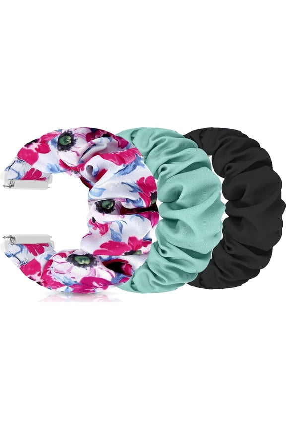 -Scrunchies Watch Bands Compatible with 16mm 18mm 19mm 20mm 22mm Quick Release Replacement Wristband, Stretchy Straps Fabric Bands for Men Women
