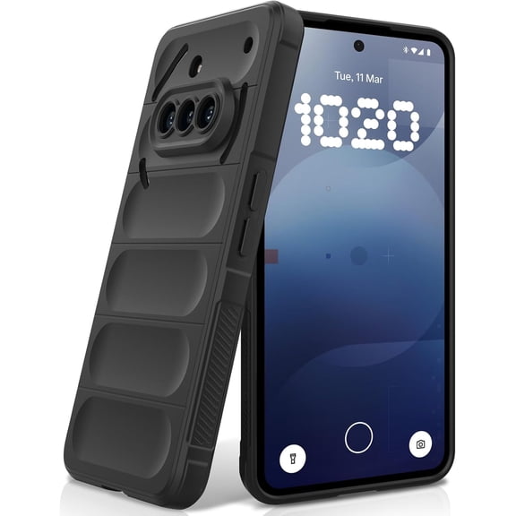 ERUCND-Silicone Case for Nothing Phone 3a, Anti-Scratch Microfiber Lining, Shockproof Case with Camera Protection, Black