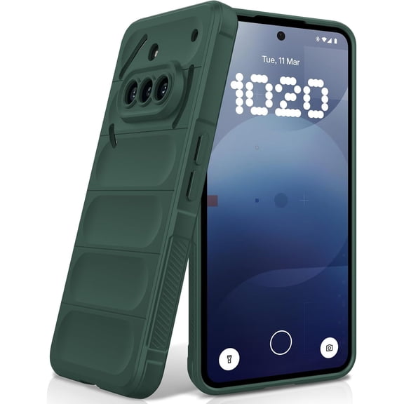 ERUCND-Silicone Case for Nothing Phone 3a, Anti-Scratch Microfiber Lining, Shockproof Case with Camera Protection, Green