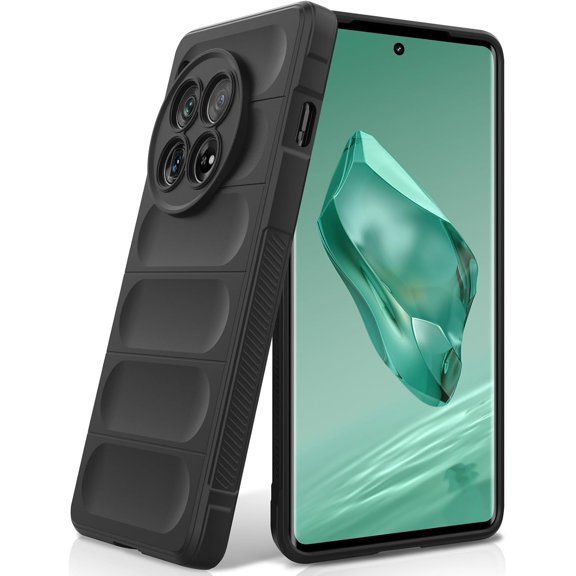 ERUCND-Silicone Case for OnePlus 12, Anti-Scratch Microfiber Lining, Shockproof Case with Camera Protection, Black