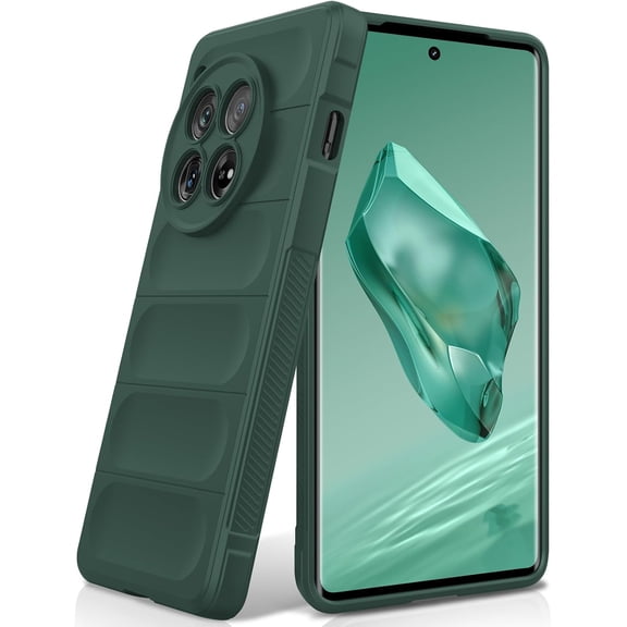 ERUCND-Silicone Case for OnePlus 12, Anti-Scratch Microfiber Lining, Shockproof Case with Camera Protection, Green