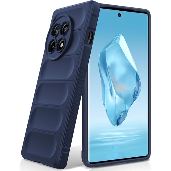 ERUCND-Silicone Case for OnePlus 12R, Anti-Scratch Microfiber Lining, Shockproof Case with Camera Protection, Blue