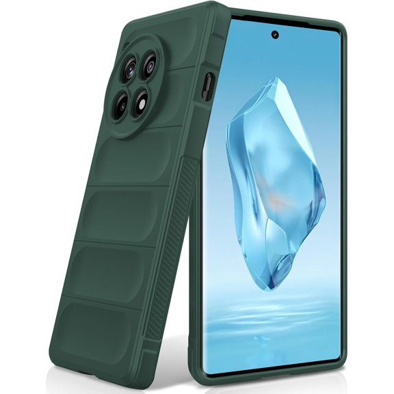 ERUCND-Silicone Case for OnePlus 12R, Anti-Scratch Microfiber Lining, Shockproof Case with Camera Protection, Green