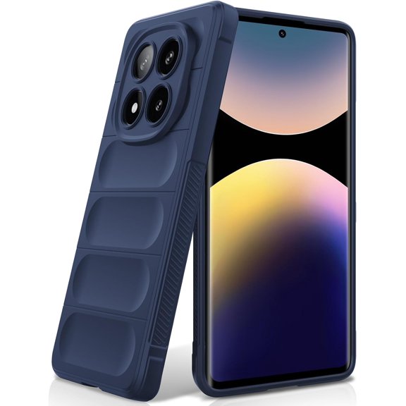 ERUCND-Silicone Case for Xiaomi Redmi Note 14 Pro 5G, Anti-Scratch Microfiber Lining, Shockproof Case with Camera Protection, Blue