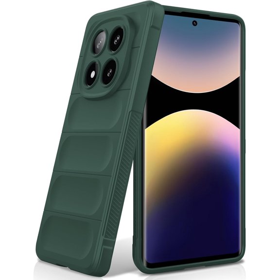 ERUCND-Silicone Case for Xiaomi Redmi Note 14 Pro 5G, Anti-Scratch Microfiber Lining, Shockproof Case with Camera Protection, Green
