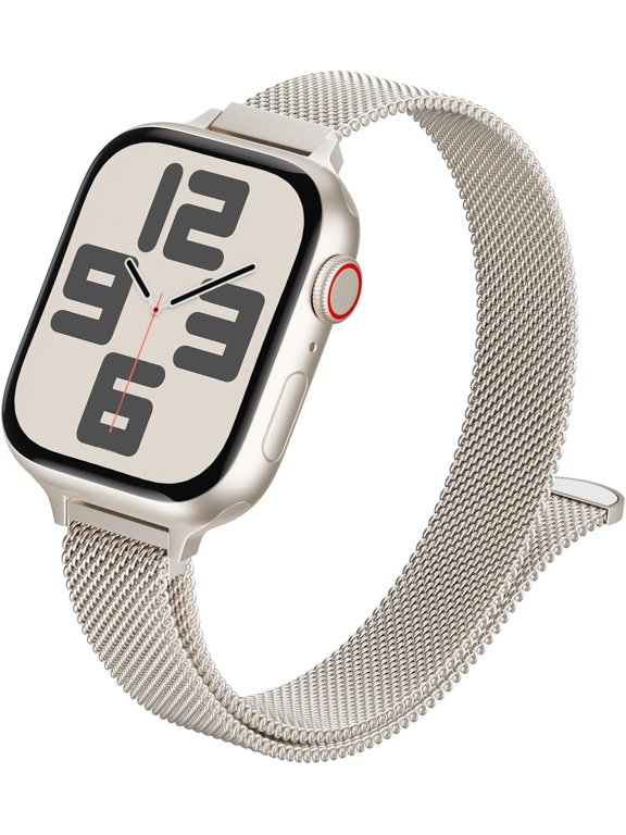 -Slim Mesh Loop Band Compatible with Apple Watch Bands 38mm 40mm 41mm 42mm 44mm 45mm 46mm 49mm, Stainless Steel Thin Magnetic Metal Strap for iWatch Series 11/10/9/8/SE/7/6/5/4/3/2/1 Ultra Wome