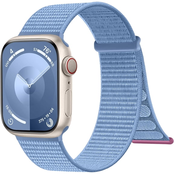 ERUCND-Sport Nylon Loop Bands Compatible with Apple Watch Bands 40mm 44mm 45mm 38mm 41mm 42mm 46mm 49mm for Women Men, Adjustable Braided Straps for iWatch Series 11/10/9/8/7/6 SE/Ultra 3 2 1(Azure)