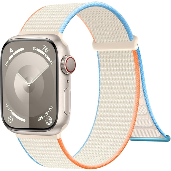 ERUCND-Sport Nylon Loop Bands Compatible with Apple Watch Bands 40mm 44mm 45mm 38mm 41mm 42mm 46mm 49mm for Women Men, Adjustable Braided Straps for iWatch Series 11/10/9/8/7/6 SE/Ultra 3 2 1(Beige)