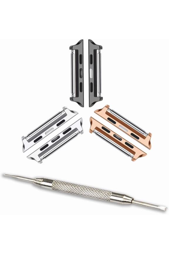 -[Spring Bars Connectors Compatible with Apple Watch 24mm Width Band, Metal Adapter fit for Series 11 10 46mm, 9 8 7 45mm, 4 5 6 & SE 2 3 44mm, Ultra 49mm, Tools included, Three Colors (3 Pack)