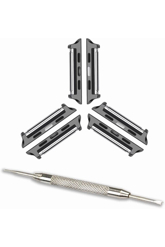 -[Spring Bars Connectors Compatible with Apple Watch 24mm Width Band, Metal Adapter fit for Series 11 10 46mm, 9 8 7 45mm, 4 5 6 & SE 2 3 44mm, Ultra 49mm, Tools included, Black (3 Pack)