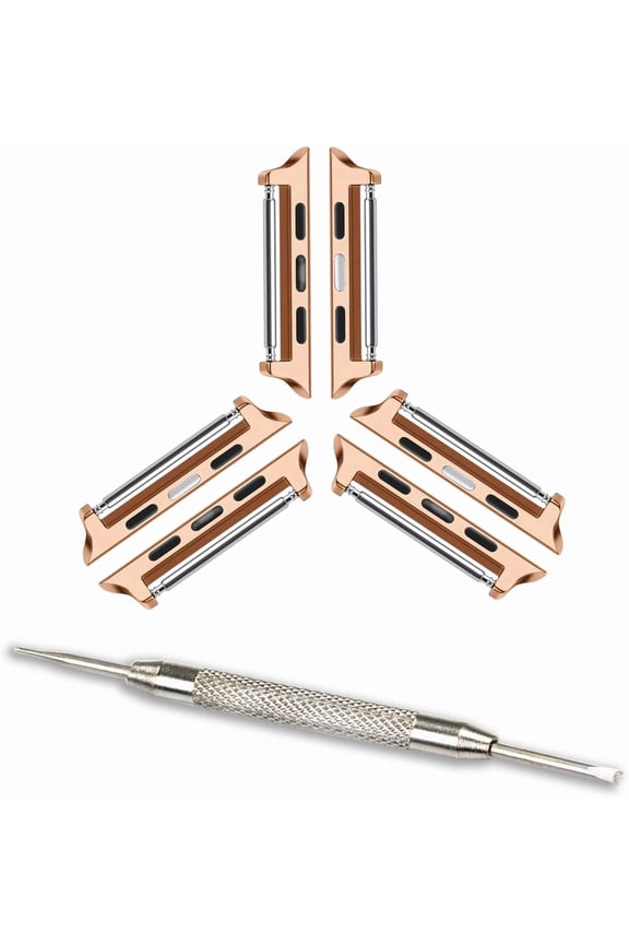-[Spring Bars Connectors Compatible with Apple Watch 24mm Width Band, Metal Adapter fit for Series 11 10 46mm, 9 8 7 45mm, 4 5 6 & SE 2 3 44mm, Ultra 49mm, Tools included, Rose Gold (3 Pack)