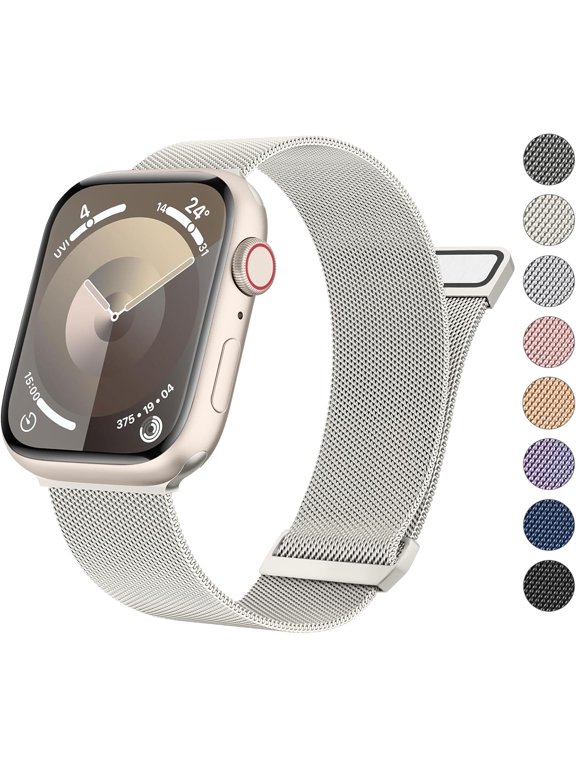 -Stainless Steel Mesh Metal Band for Apple Watch 38mm, 40mm, 41mm, 42mm, 44mm, 45mm, 46mm, 49mm (iWatch Ultra, Ultra 2, SE, SE2, Series 10, 9, 8, 7, 6, 5, 4, 3, 1) - Beige