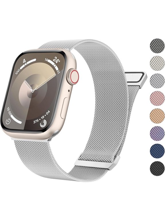 -Stainless Steel Mesh Metal Band for Apple Watch 38mm, 40mm, 41mm, 42mm, 44mm, 45mm, 46mm, 49mm (iWatch Ultra, Ultra 2, SE, SE2, Series 10, 9, 8, 7, 6, 5, 4, 3, 1) - Beige