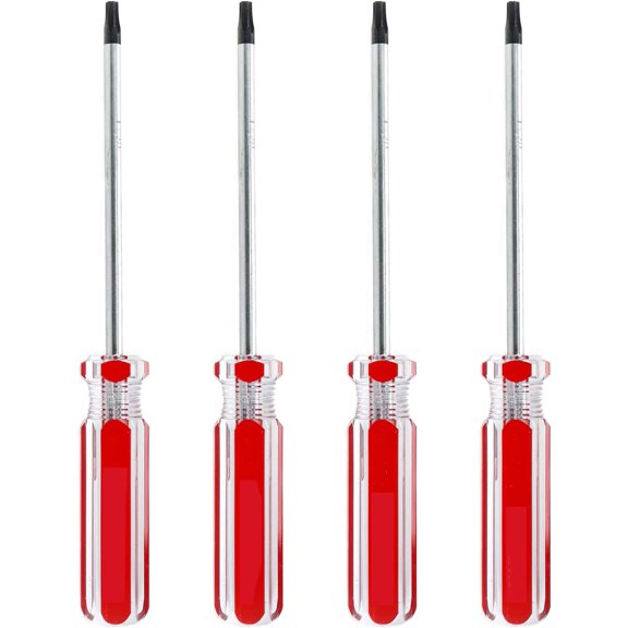 ERUCND-T20 Torx Screwdriver Set Torx Security Screwdriver with Magnetic Tip and Plastic Grip 6 Inch Total Length for Repair or Maintenance, Home Appliances - Pack of 4