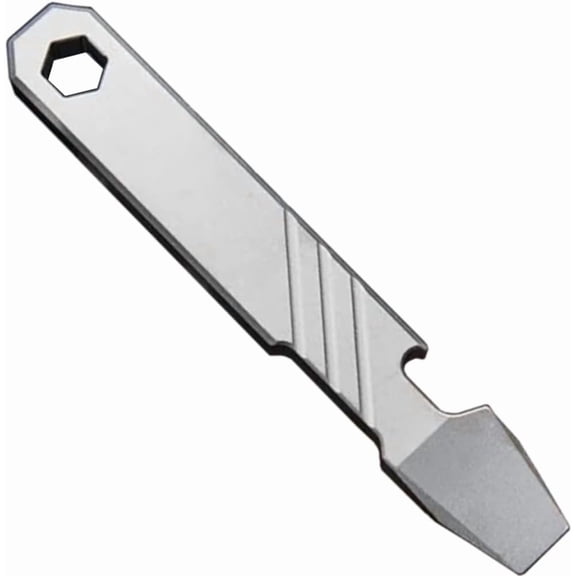 ERUCND-Titanium EDC Pry Bar Tool 4 Pocket Prybar with Bottle Opener, Flathead Screwdriver, Box Opener & Scraper Compact Multi Tool for Everyday Carry