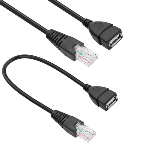 ERUCND-USB Female to RJ45 Cable USB to RJ45 Ethernet 8P4C Adapter Network Cable for Router Modem Desktop PC, Switch, TV Box (0.3M, 2PCS)