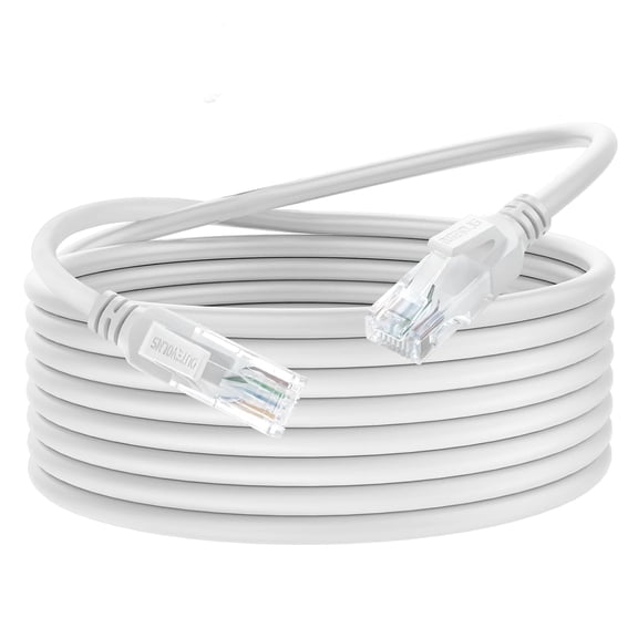 ERUCND-Ultra Flexible Cat 6 Ethernet Cable 30 Feet, Soft 10Gbps Cat 6a Rj45 Network Cable, Gigabit LAN Cord for Mac, PC, Router, Laptop (White)