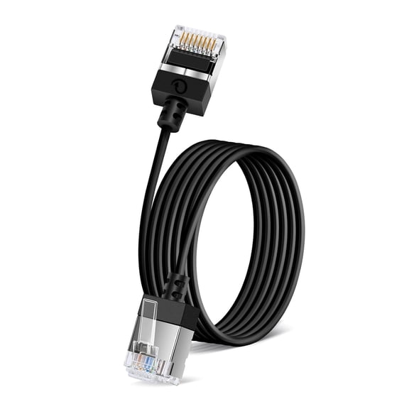 ERUCND-Ultra Slim Cat 6 Ethernet Cable 30 Feet, Flexible Rj45 Cat 6a LAN Cord, 10Gbps 550MHz Cat6 Network Cable for Pc, Router, Windows (Black)