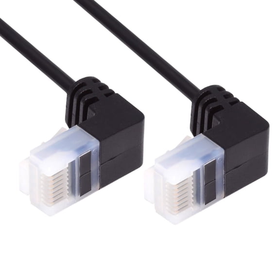ERUCND-Ultra Thin Slim Cat6 Ethernet Cable RJ45 Down Angled 25cm UTP Network Cable Patch Cord 90 Degree Cat6a LAN for Laptop Router TV Box