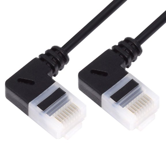 ERUCND-Ultra Thin Slim Cat6 Ethernet Cable RJ45 Left Angled 25cm UTP Network Cable Patch Cord 90 Degree Cat6a LAN for Laptop Router TV Box