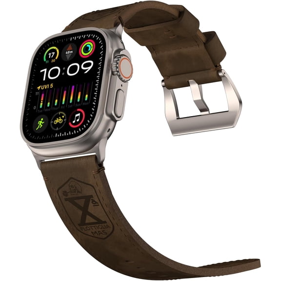 ERUCND-Vintage Leather Band Compatible with Apple Watch Ultra 3 /Ultra 2 / Ultra Band 49mm 46mm 45mm 44mm, 26mm Wide Crazy Horse Leather Strap for Men iWatch Series 10 9 8 7 6 5 4