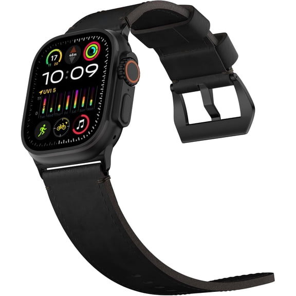 ERUCND-Vintage Leather Band Compatible with Apple Watch Ultra 3 / Ultra 2 / Ultra Band 49mm 46mm 45mm 44mm, 26mm Wide Crazy Horse Leather Strap for Men iWatch Series 10 9 8 7 6 5 4