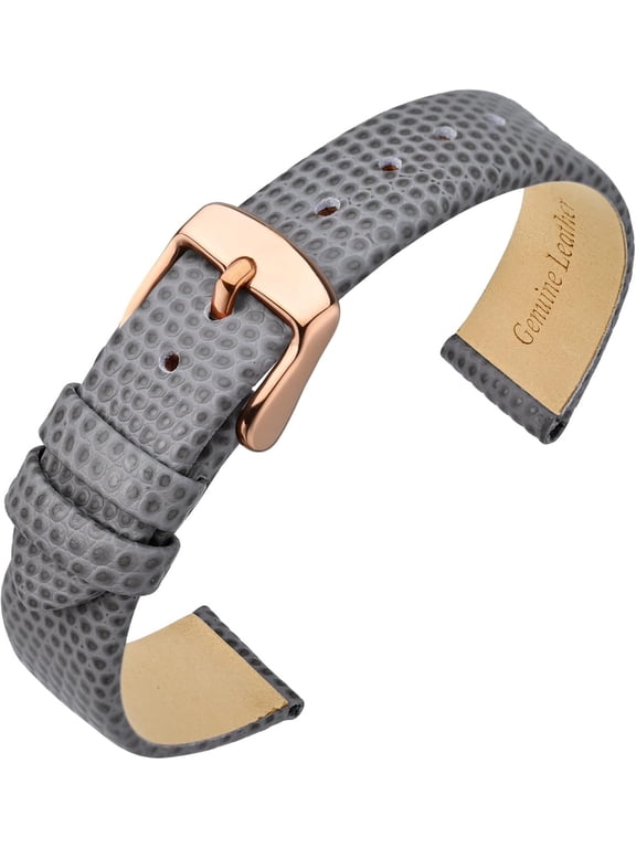 -Women's Leather Watch Band 10mm 12mm 13mm 14mm 15mm 16mm 18mm 20mm, Lizard Grain Slim Thin Replacement Strap