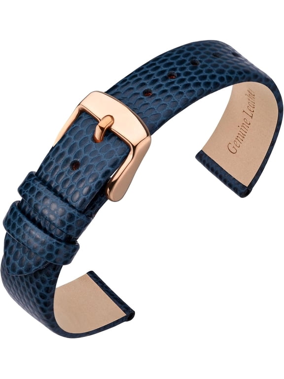 -Women's Leather Watch Band 10mm 12mm 13mm 14mm 15mm 16mm 18mm 20mm, Lizard Grain Slim Thin Replacement Strap