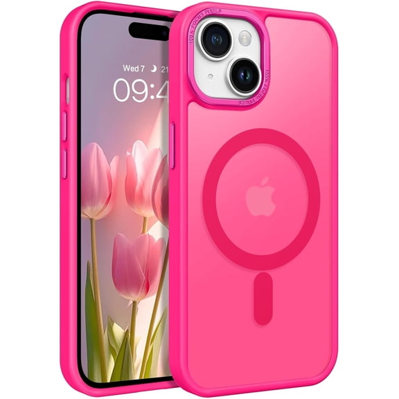 ERUCND-for iPhone 15 Case, Magnetic iPhone15 Phone Case Compatible with MagSafe, Translucent Matte Magnetic Cover Shockproof Women Girl Protective Cute Case for iPhone 15 6.1", Hot Pink
