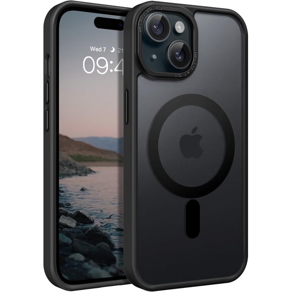 ERUCND-for iPhone 15 Case, for iPhone15 Phone Case Compatible with MagSafe, Translucent Matte Magnetic Cover Shockproof Women Girl Protective Cute Case for iPhone 15 6.1", Space Black