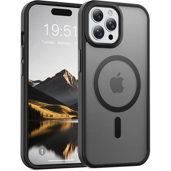 ERUCND-for iPhone 15 Pro Max Case, Compatible with Magsafe, Anti-Yellowing, Military-Grade Protection, Shockproof Slim Magnetic Phone Case Cover, Black