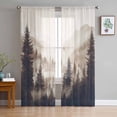 thumbnail image 1 of ERUNPONLY Black Forest Sheer Curtains 72 Inch Length 2 Panels Set, Silhouettes Foggy Grey Pine Tree Cabin Voile Window Treatment Curtains Sheers Drapes for Bedroom/Living Room/Kitchen 52"x72"x2, 1 of 7