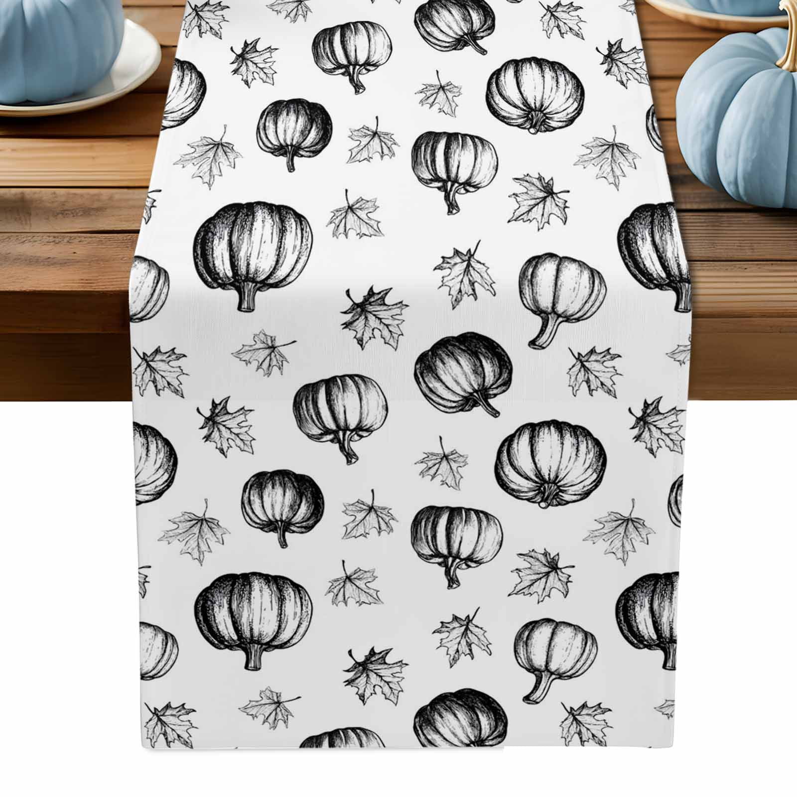 ERUNPONLY Black Gray Thanksgiving Table Runner - 72 Inch Long Fall ...