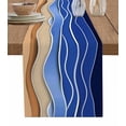 thumbnail image 1 of ERUNPONLY Blue Brown Beach Table Runner - 60 Inch Long Abstract Striped Gradient Ocean Sand Cotton and Linen Blended Dress Scarves Farmhouse Table Runner for Kitchen Dining, Coffee Table, 13"x60", 1 of 8