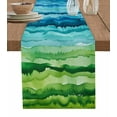 thumbnail image 1 of ERUNPONLY Blue Green Table Runner - 120 Inch Long Gradient Watercolor Modern Abstract Art Cotton and Linen Blended Dress Scarves Farmhouse Table Runner for Kitchen Dining, Coffee Table, 13"x120", 1 of 8