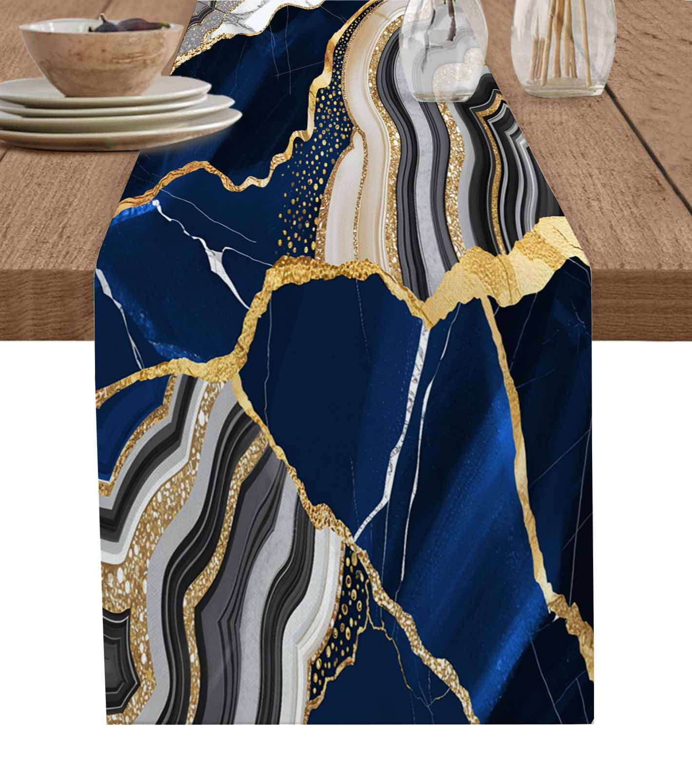 Elegant Grey Marble Table Runner