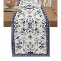 ERUNPONLY Boho Ethnic Table Runner - 108 Inch Long Vintage Shabby Southwest Floral Motifs Cotton and Linen Blended Dress Scarves Farmhouse Table Runner for Kitchen Dining, Coffee Table, 13" x 108"