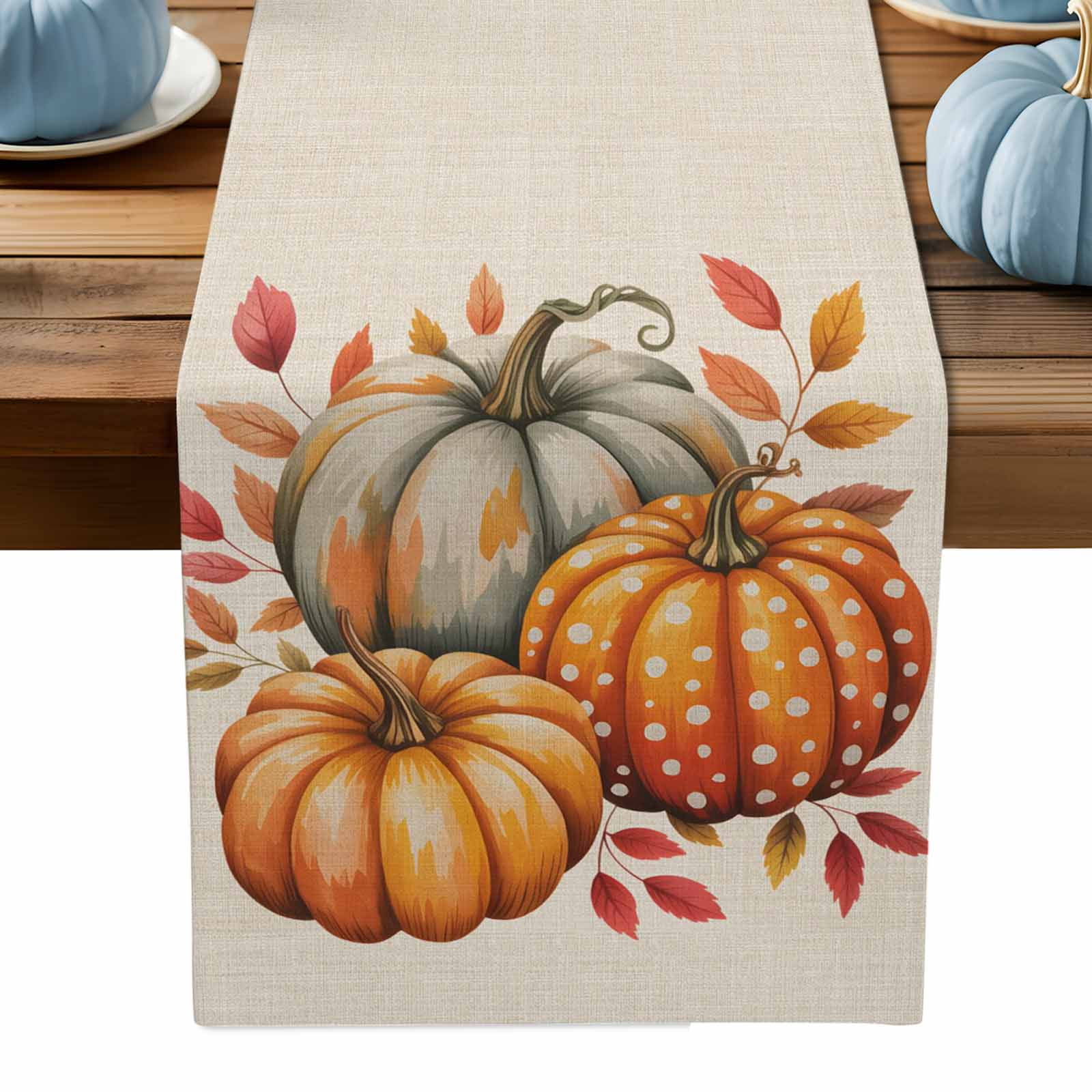 ERUNPONLY Burnt Orange Pumpkin Fall Table Runner - 72 Inch Long ...