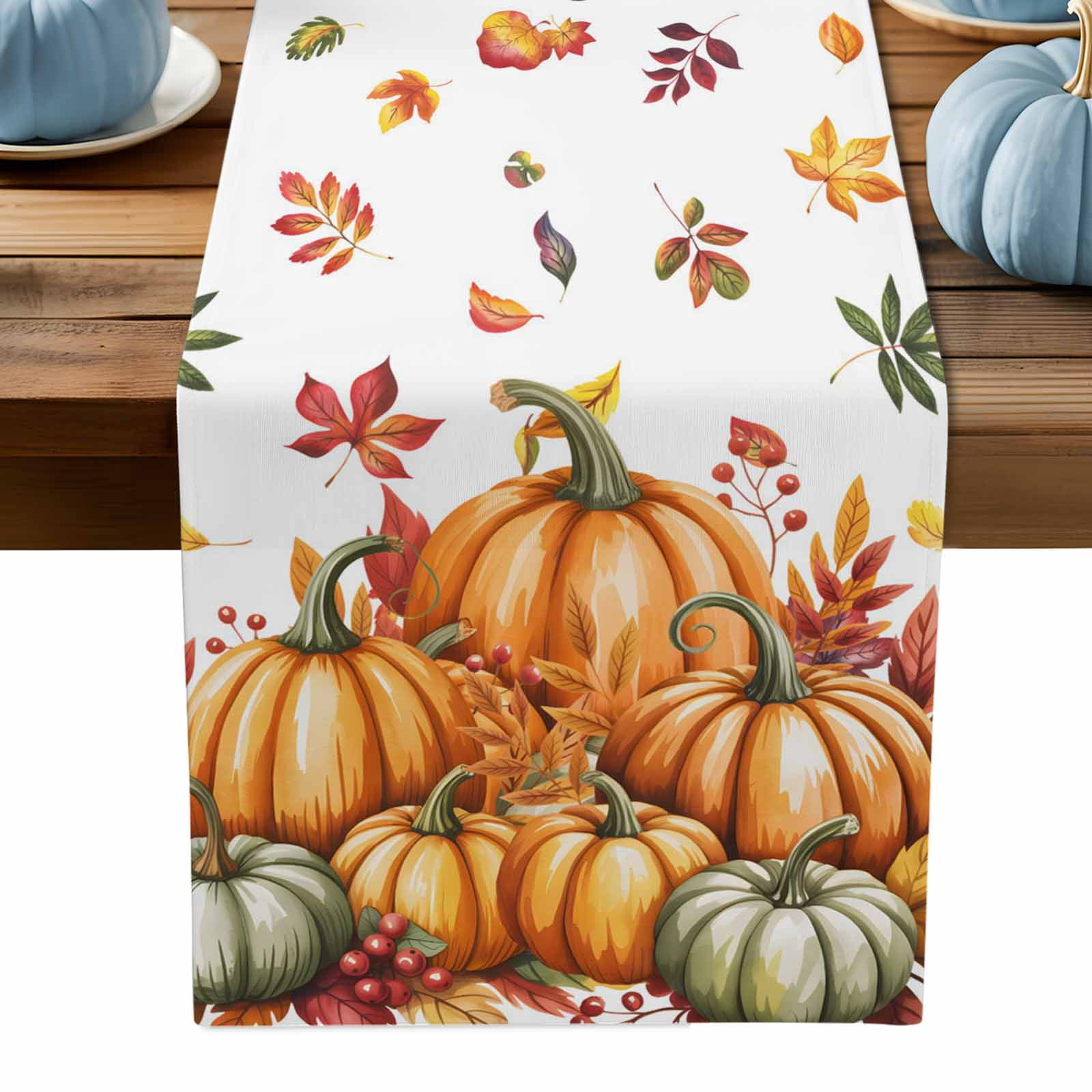 ERUNPONLY Burnt Orange Pumpkins Fall Table Runner - 72 Inch Long ...