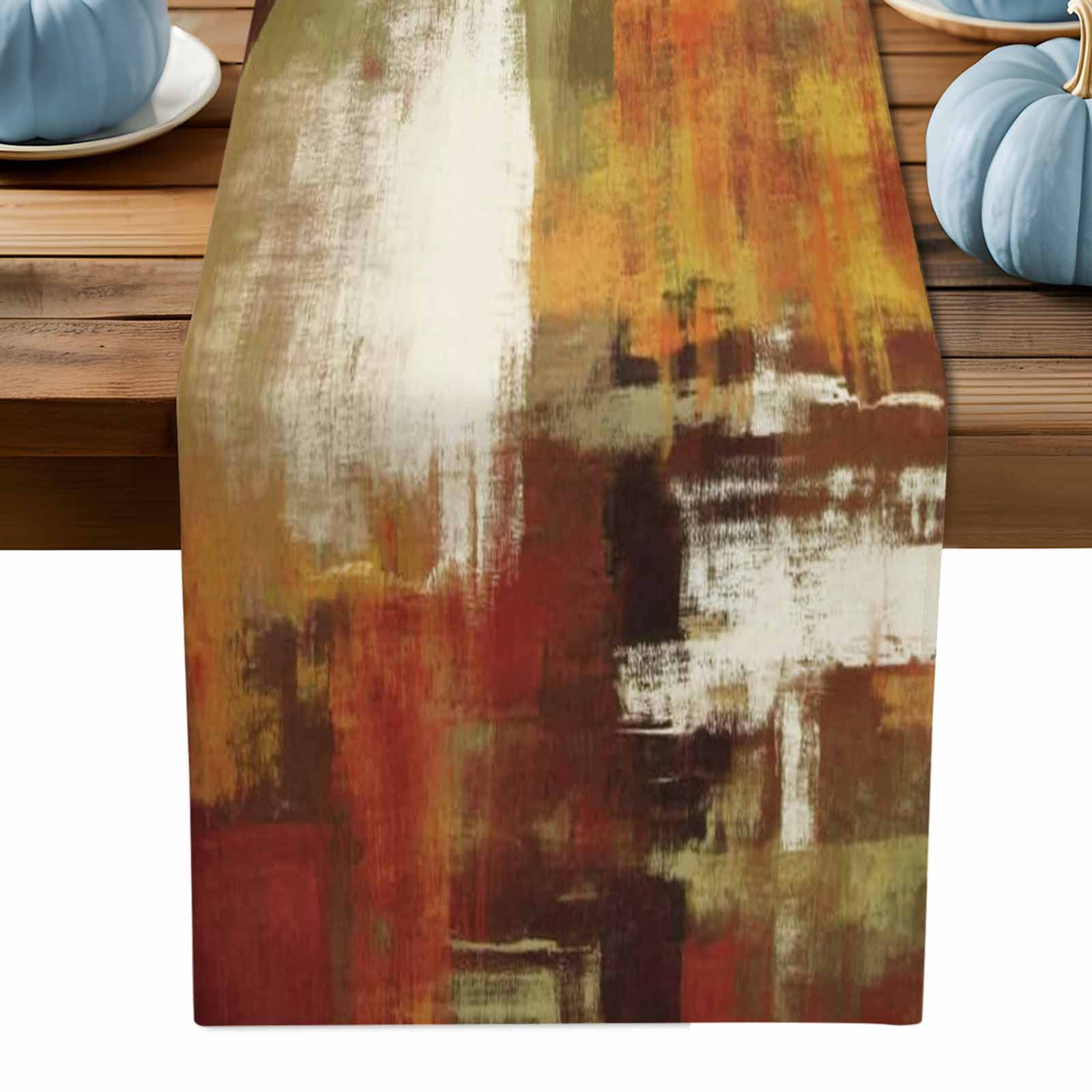 ERUNPONLY Burnt Orange Table Runner - 72 Inch Long Fall Modern Oil ...