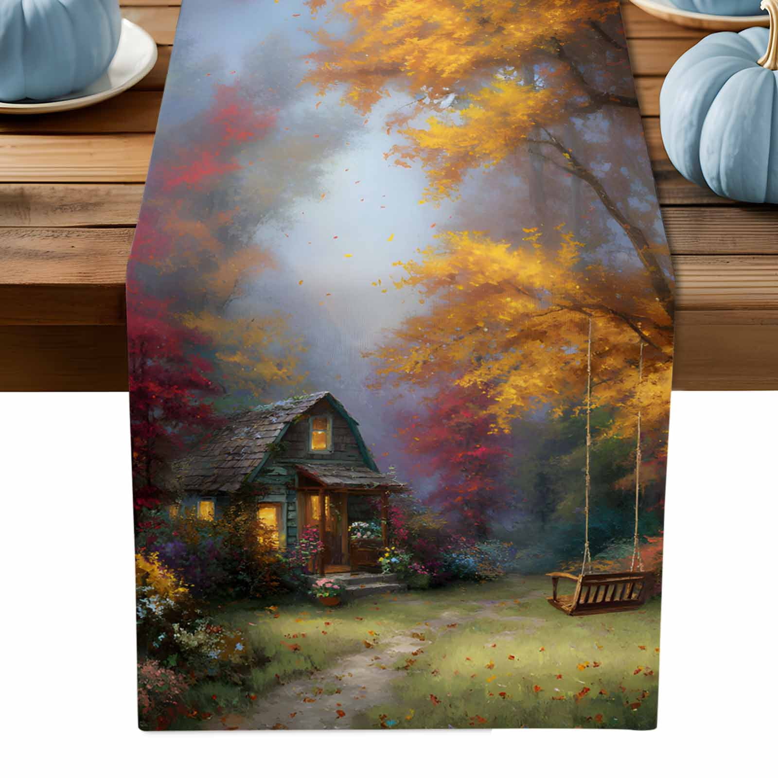 ERUNPONLY Country Forest Table Runner - 72 Inch Long Fall Farmhouse ...
