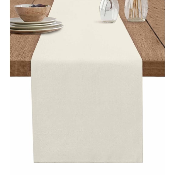 ERUNPONLY Cream Table Runner - 48 Inch Long Modern Pure Beige Cotton and Linen Blended Dress Scarves Farmhouse Table Runner for Kitchen Dining, Coffee Table, 13" x 48"