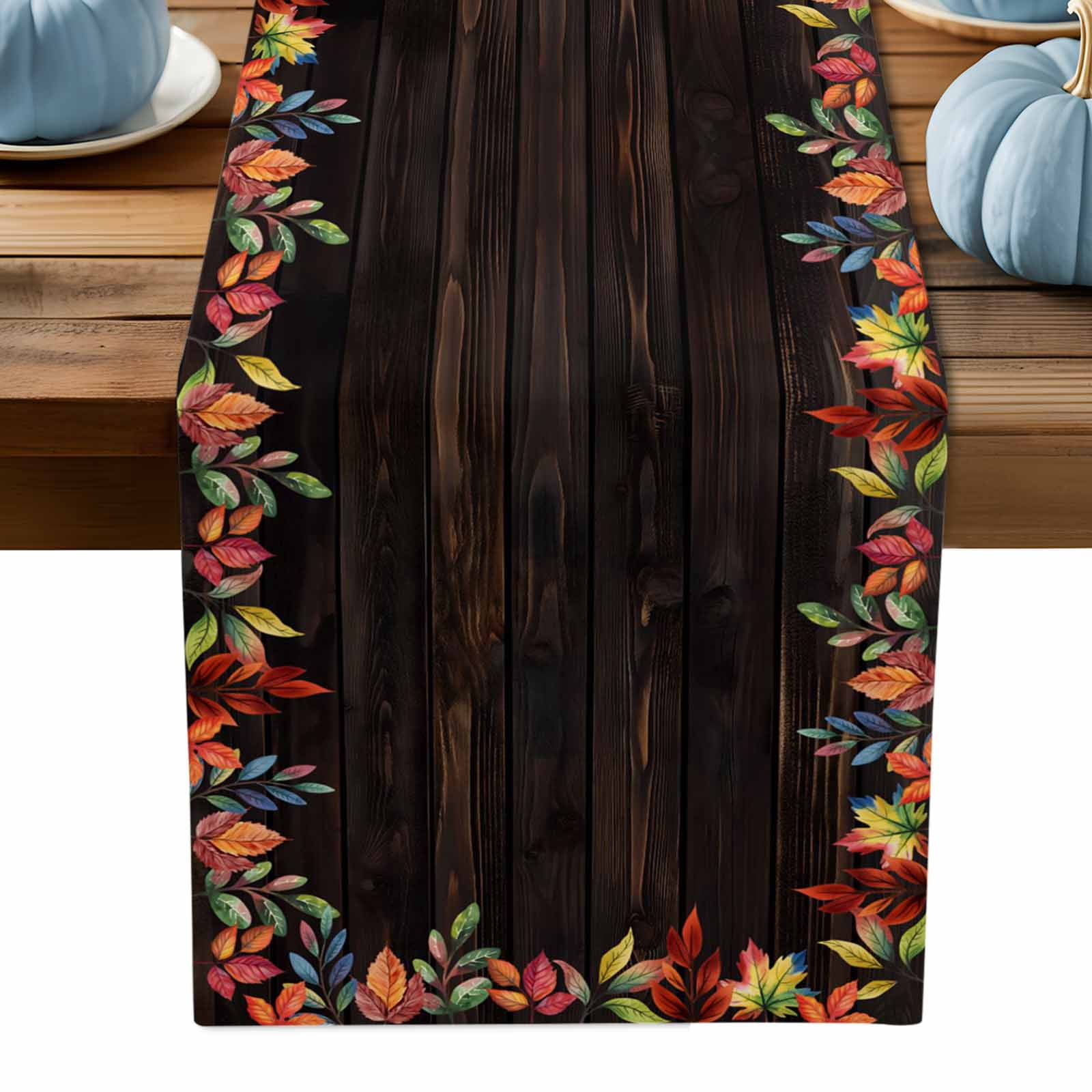 ERUNPONLY Fall Brown Table Runner - 48 Inch Long Maple Leaf Watercolor ...