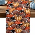 thumbnail image 1 of ERUNPONLY Fall Football Pumpkins Table Runner - 120 Inch Long Thanksgiving Maple Leaf Helmet Autumn Cotton Linen Dress Scarves Farmhouse Table Runner for Kitchen Dining, Coffee Table, 13" x 120", 1 of 8
